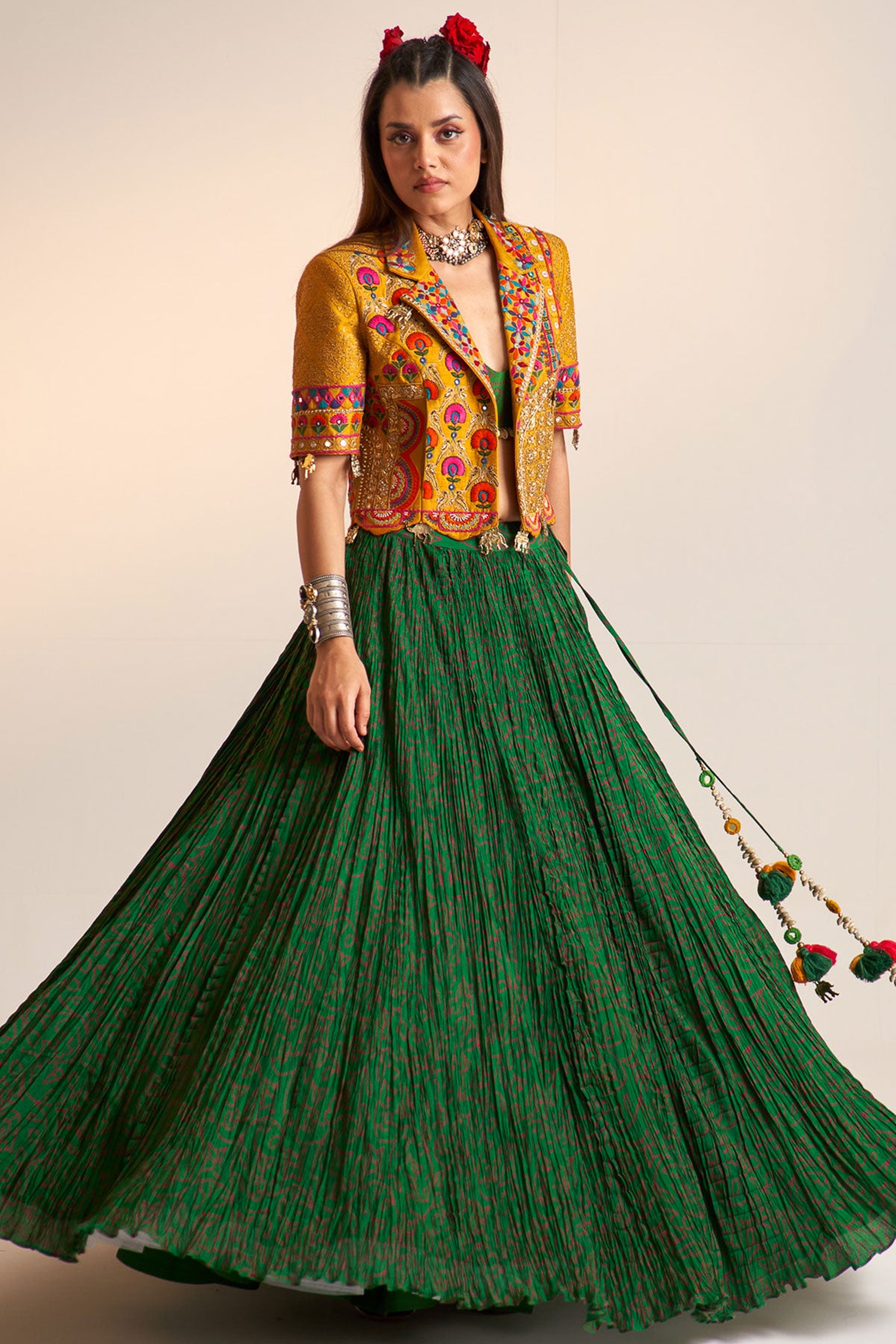 Crop blazer lehenga set
