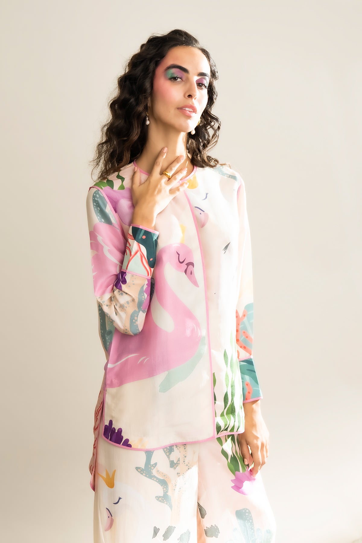 Full sleeves High-low shirt and Palazzo