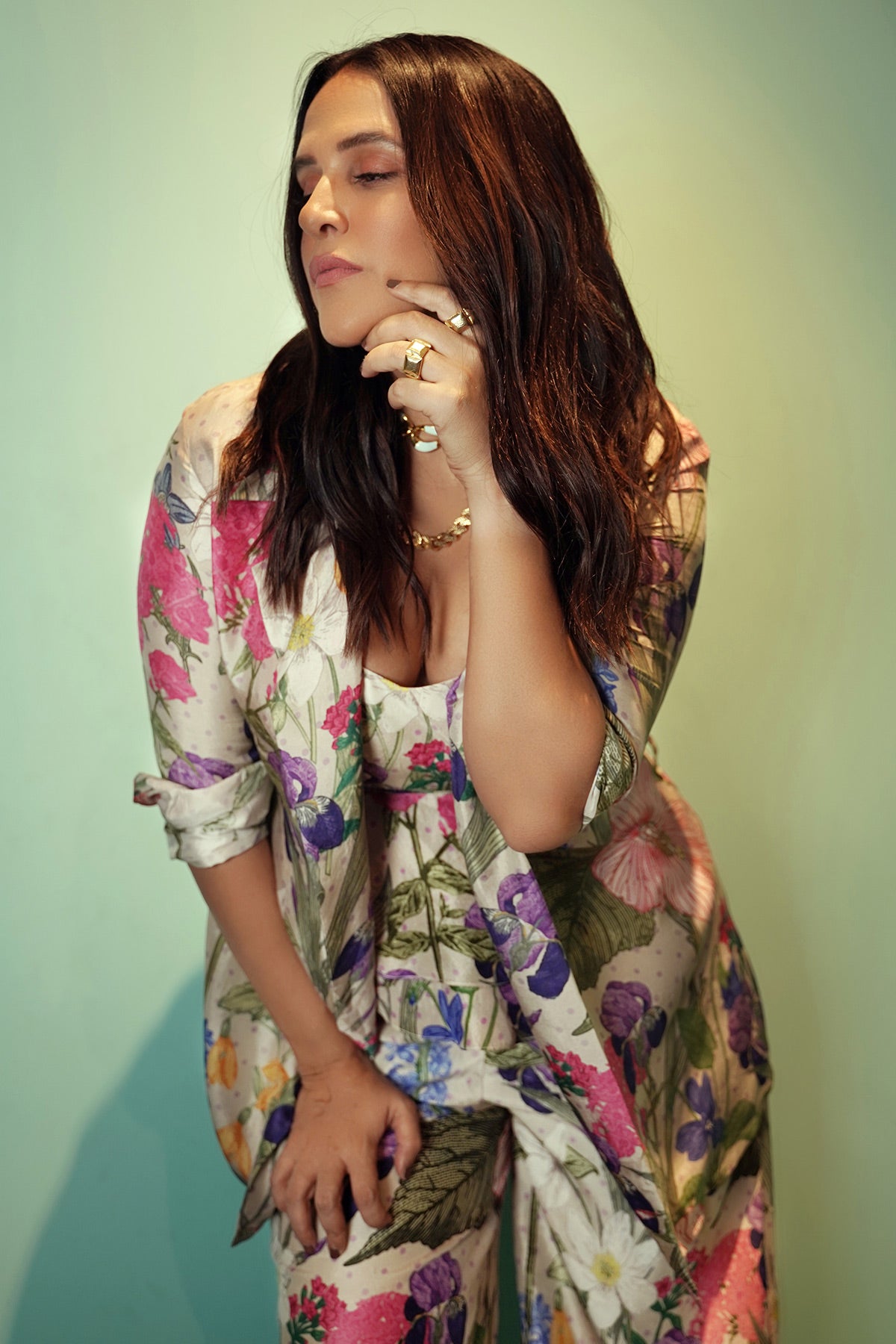 Neha Dhupia In Lilac Polka
