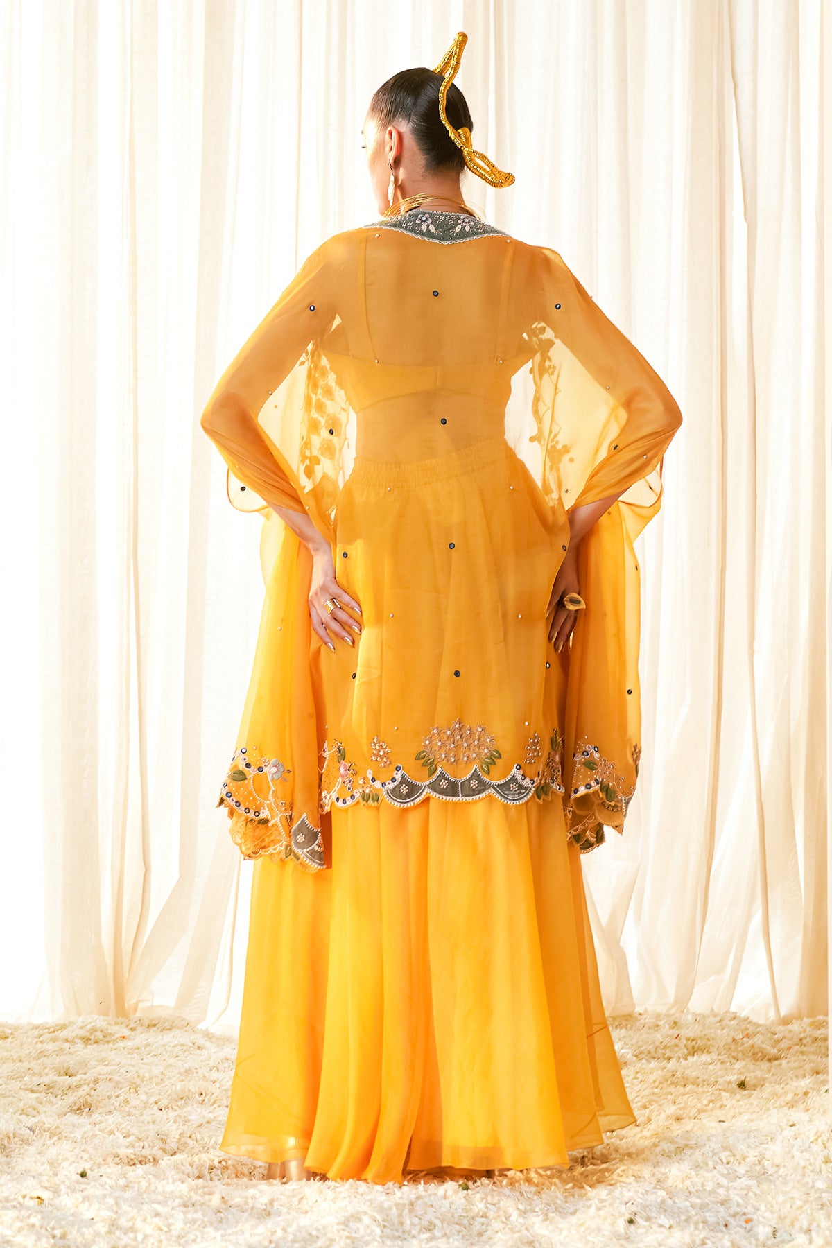 Peacock Romance cape and sharara set