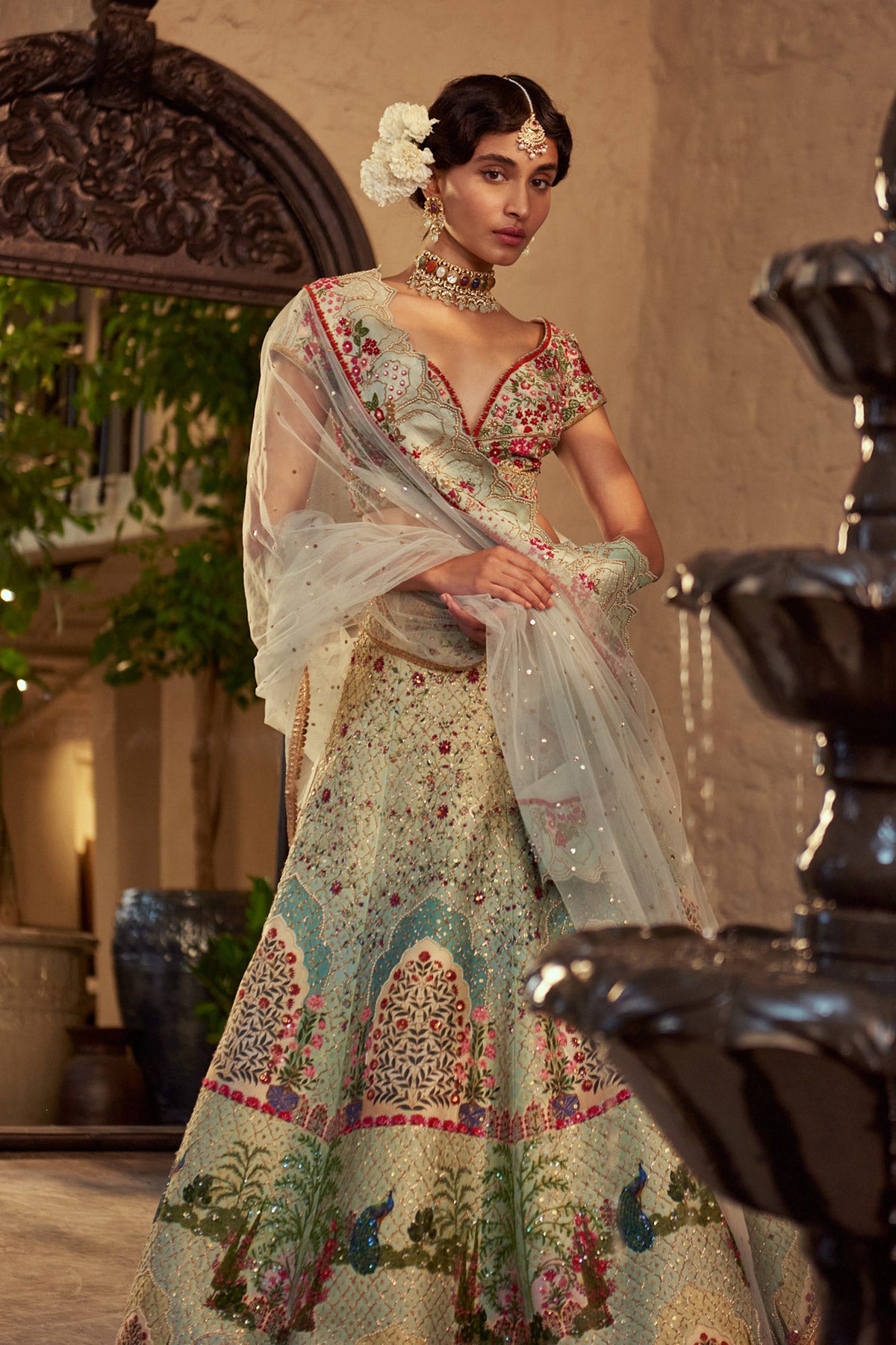 Peacock Jaal Lehenga