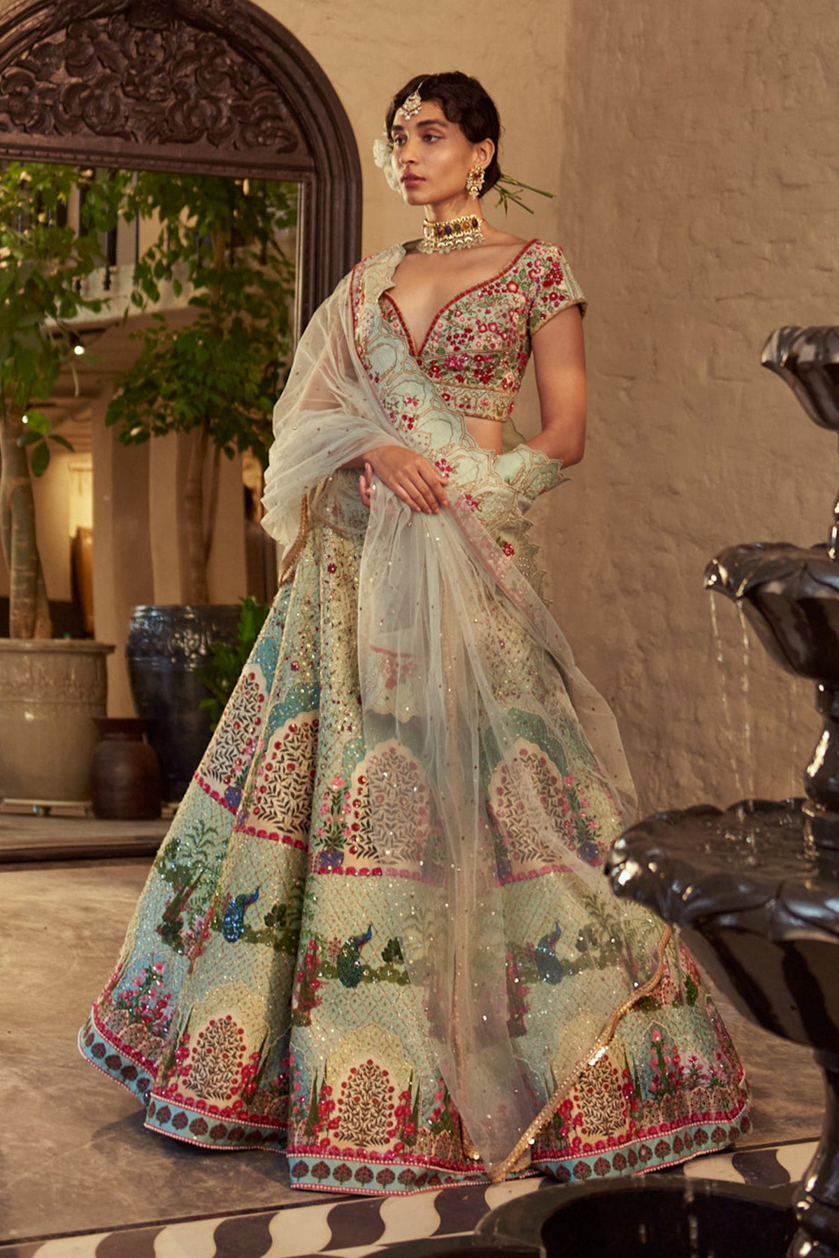 Peacock Jaal Lehenga