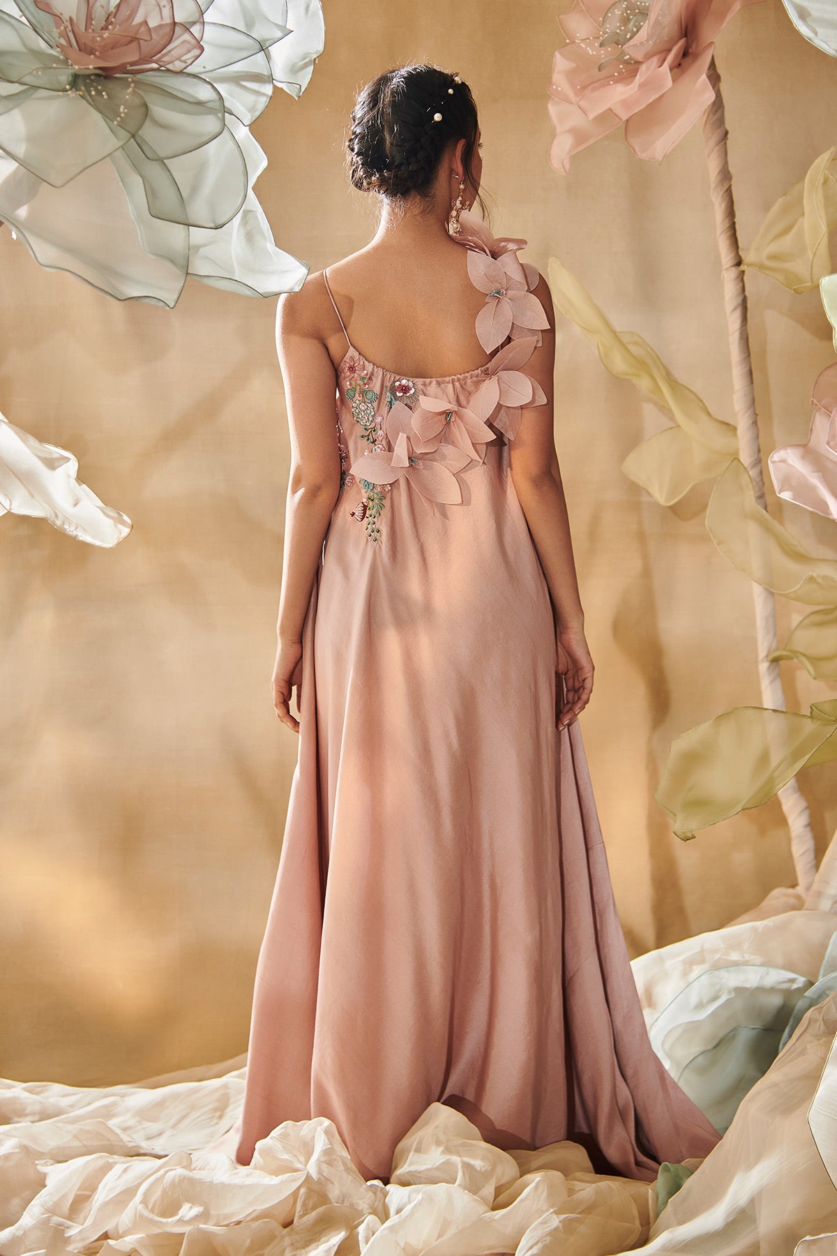 3-D Flower Long Dress