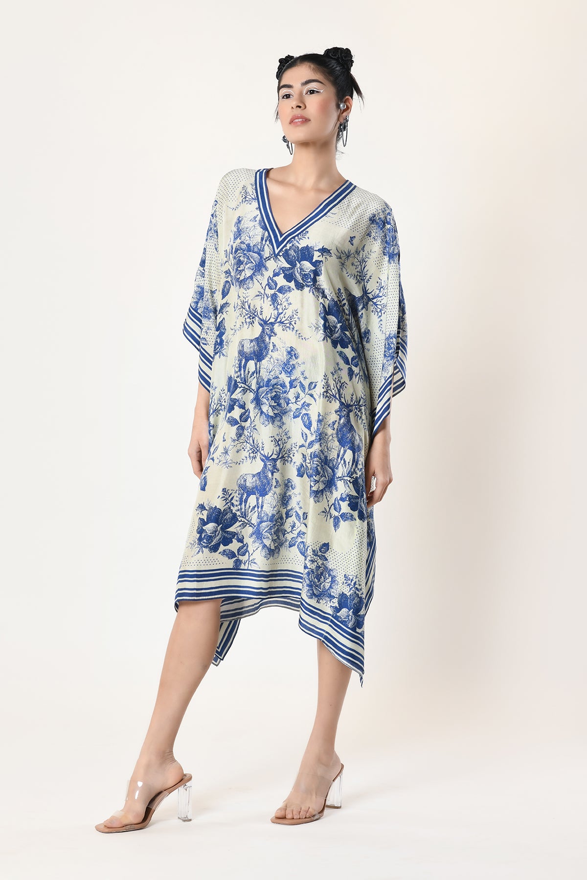 v neck kaftan dress