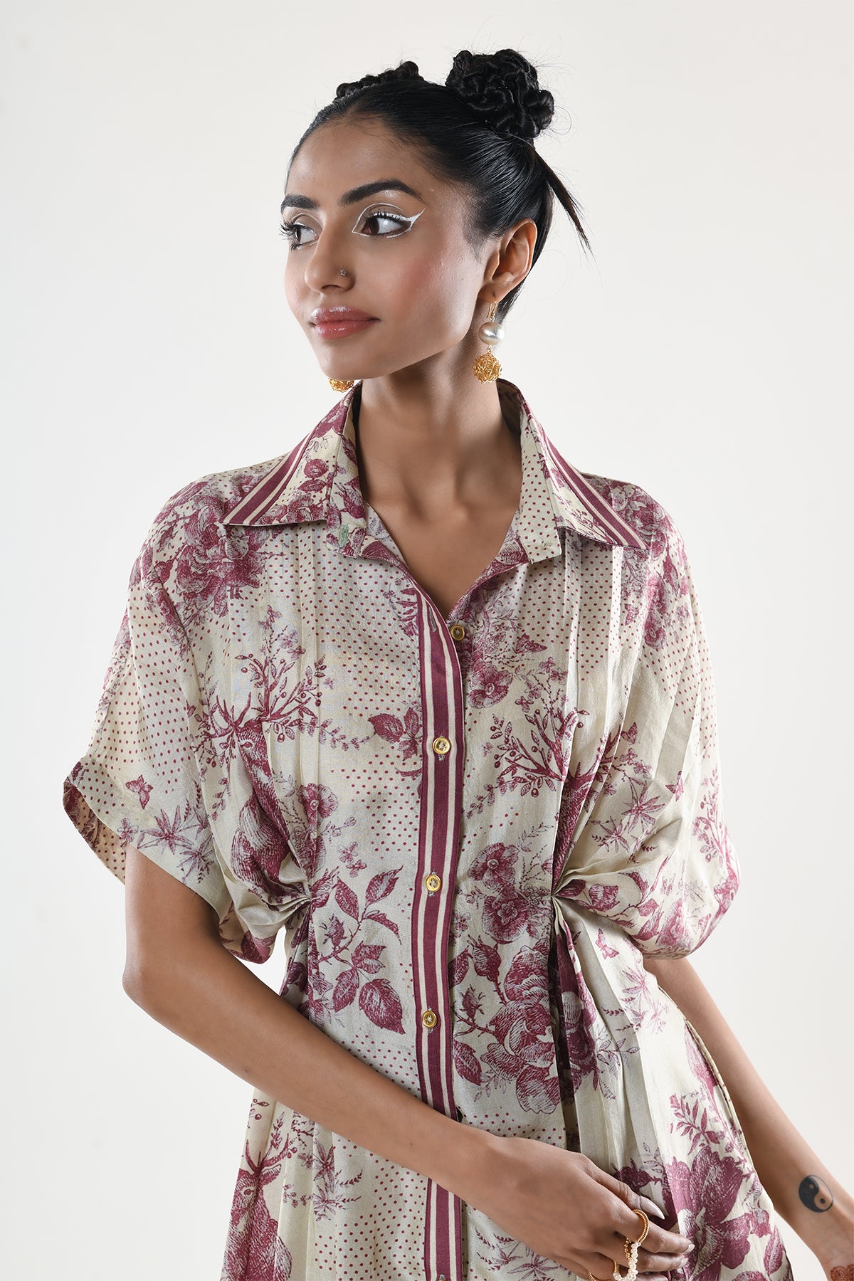 Pleated kaftan dress