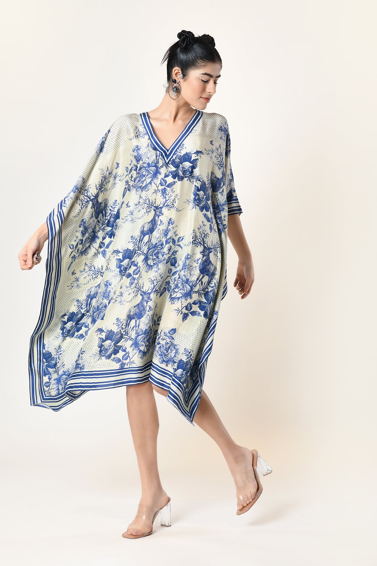 v neck kaftan dress