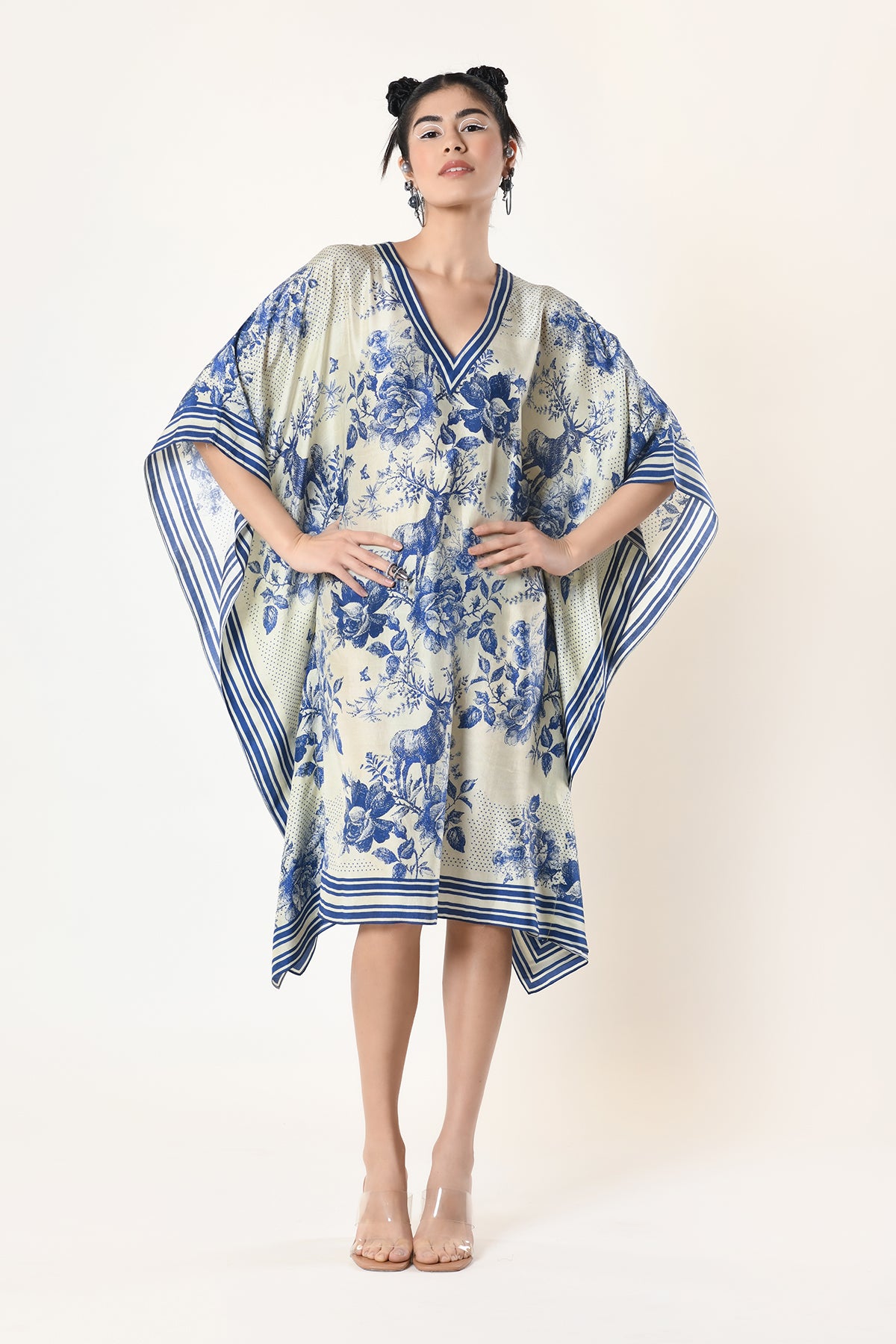 v neck kaftan dress
