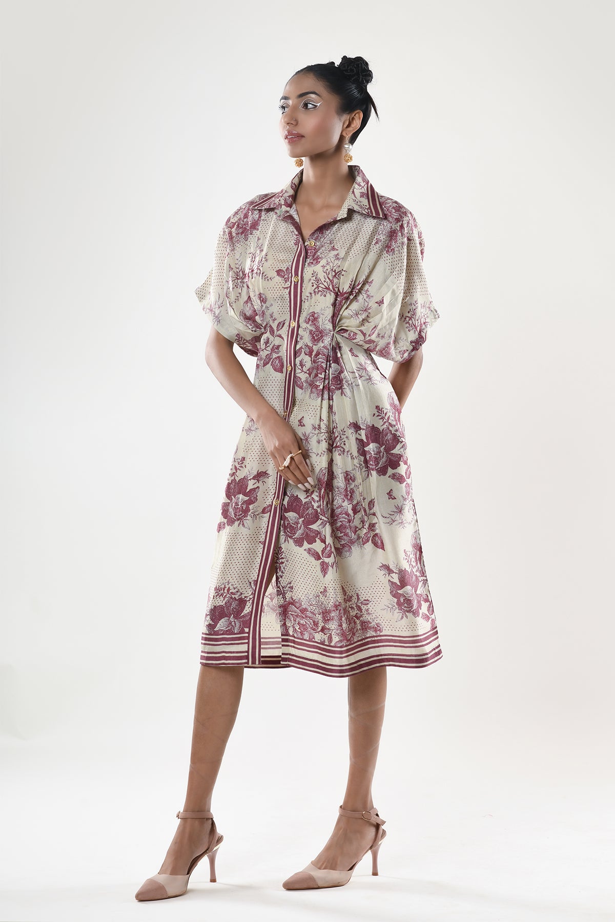 Pleated kaftan dress